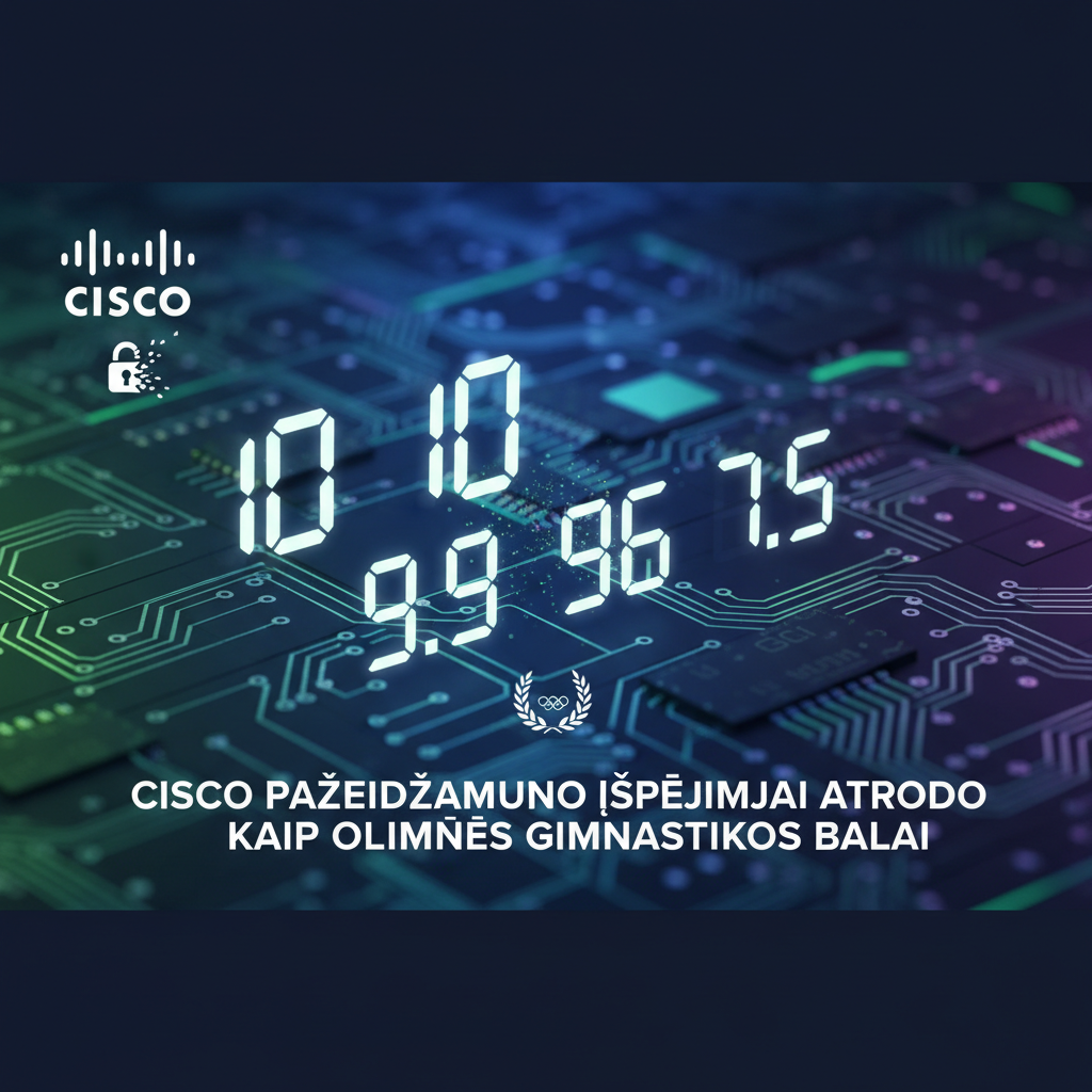 Cisco pažeidžiamumo įspėjimai atrodo kaip olimpinės gimnastikos balai: 10, 10, 9.9, 9.6 ir 7.5.