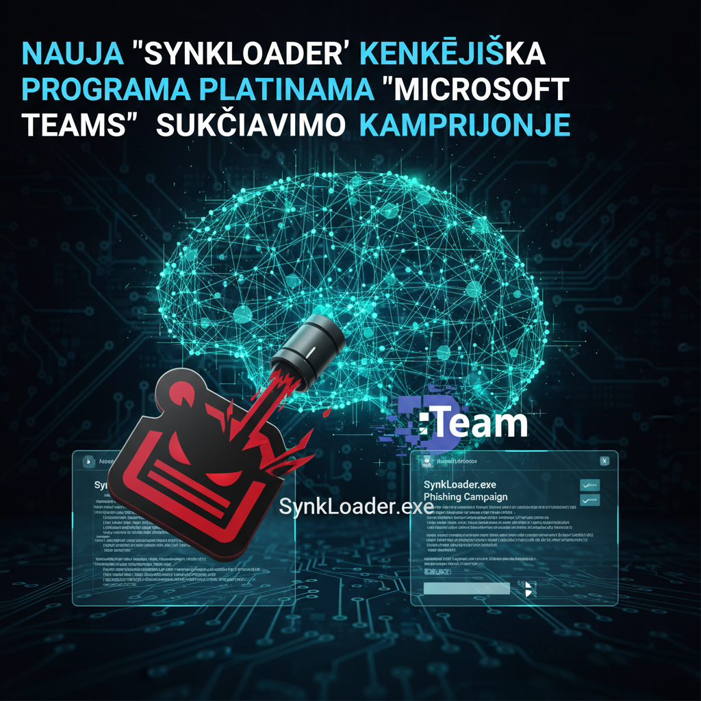 Nauja „SynkLoader“ kenkėjiška programa platinama „Microsoft Teams“ sukčiavimo kampanijoje