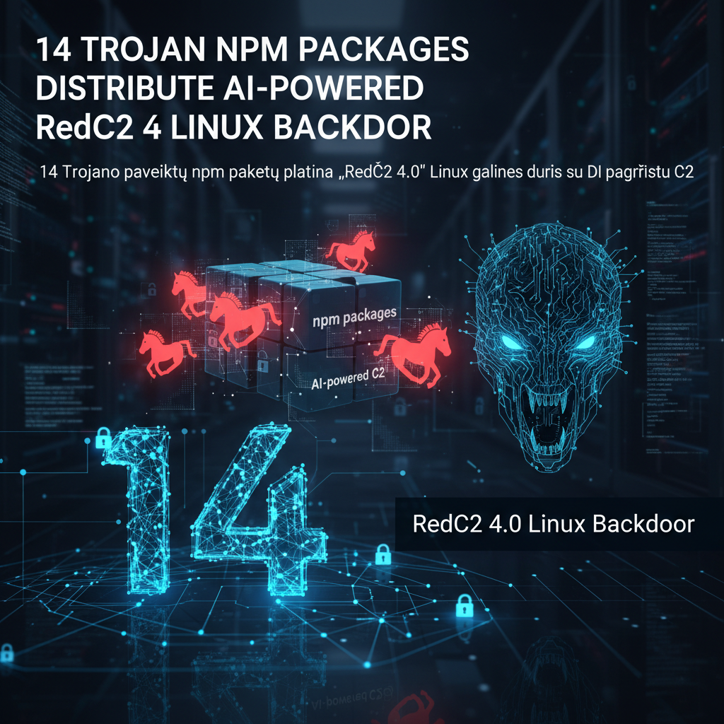 14 Trojano paveiktų npm paketų platina „RedC2 4.0“ Linux galines duris su DI pagrįstu C2