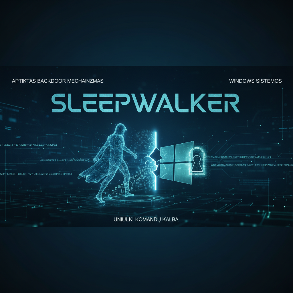 Aptiktas „Sleepwalker“ užpakalinių durų mechanizmas „Windows“ sistemose su unikalia komandų kalba