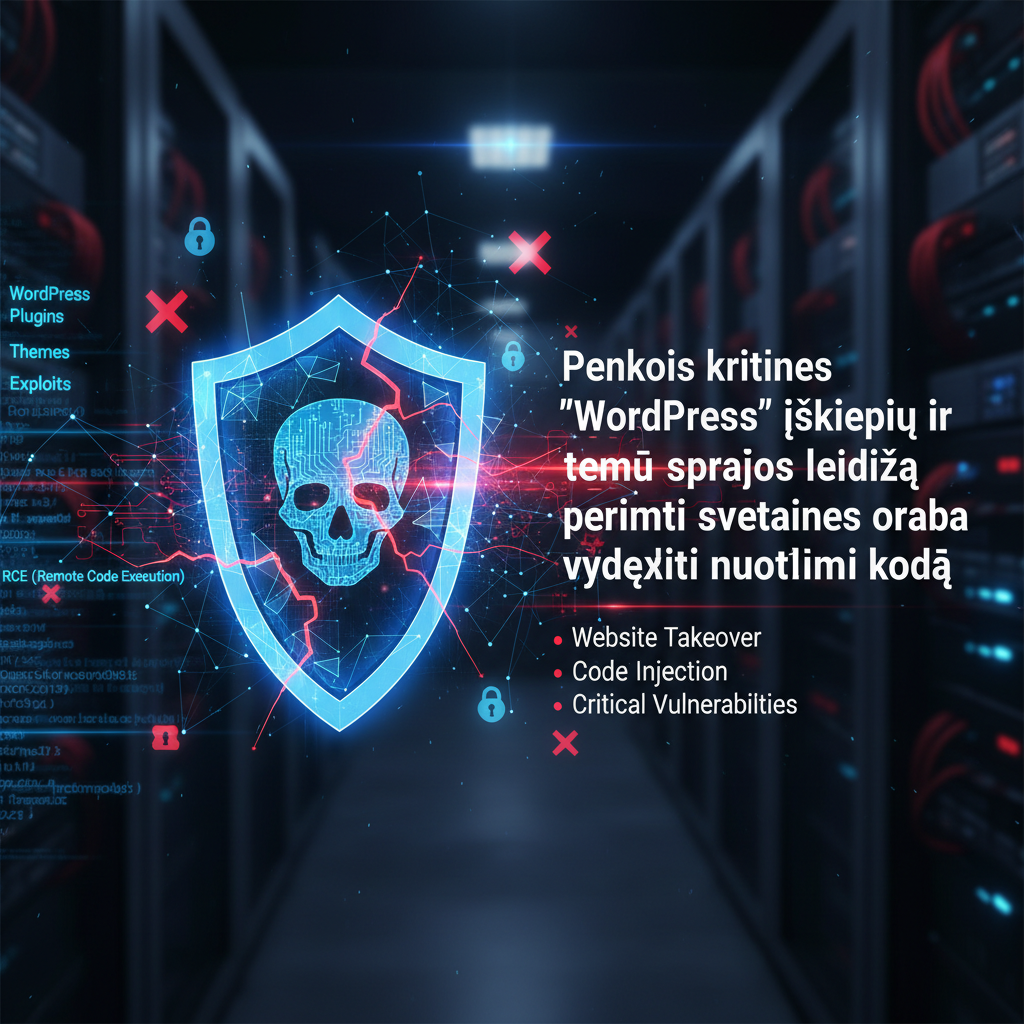 Penkios kritinės „WordPress“ įskiepių ir temų spragos leidžia perimti svetaines arba vykdyti nuotolinį kodą