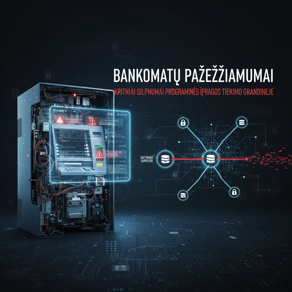 Bankomatų pažeidžiamumai atskleidžia kritinius silpnumus programinės įrangos tiekimo grandinėje