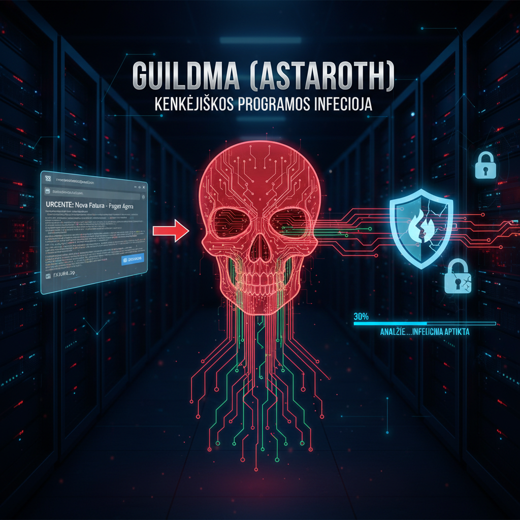 Guildma (Astaroth) kenkėjiškos programos infekcija iš braziliško portugalų kalbos el. laiško