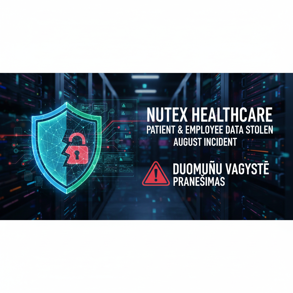 Nutex sveikatos priežiūros paslaugų operatorius praneša apie pacientų ir darbuotojų duomenų vagystę per rugpjūčio incidentą