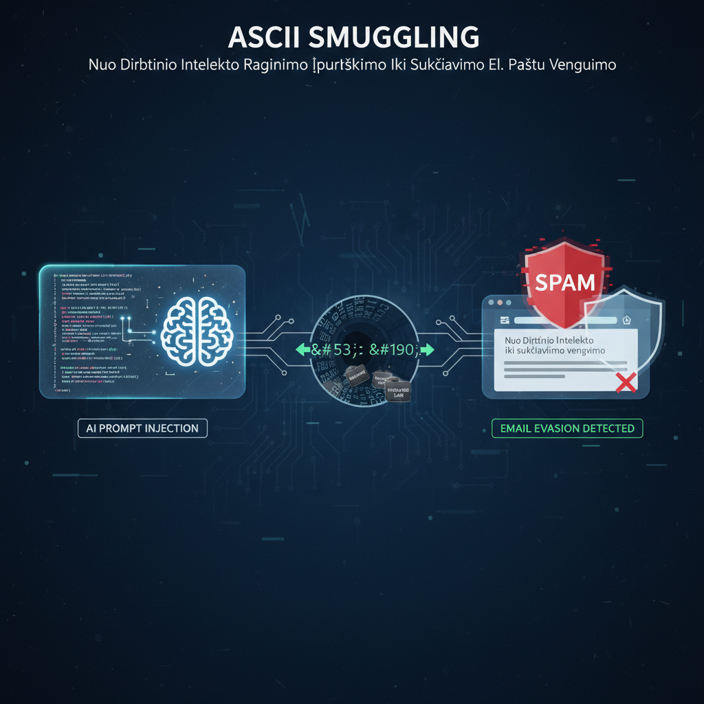 ASCII įterpimas (smuggling): nuo dirbtinio intelekto raginimo įpurškimo iki sukčiavimo el. paštu vengimo