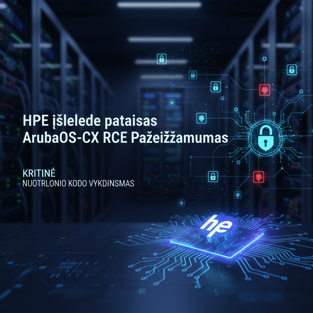 HPE išleido pataisas kritinei ArubaOS-CX nuotolinio kodo vykdymo (RCE) pažeidžiamumui