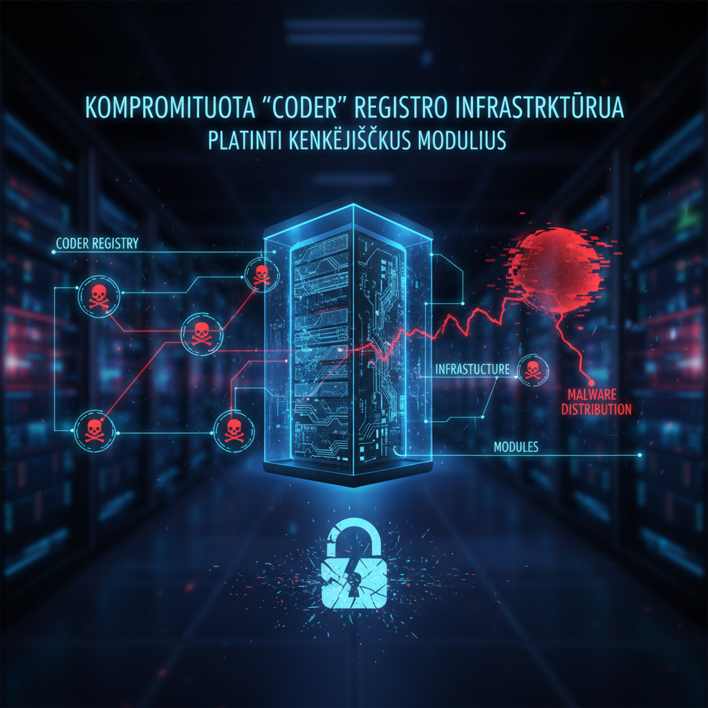 Kompromituota „Coder“ registro infrastruktūra, skirta platinti kenkėjiškus modulius