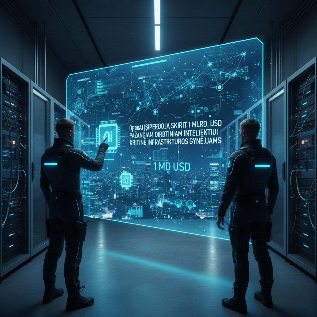 OpenAI įsipareigoja skirti 1 mlrd. USD pažangiam dirbtiniam intelektui kritinės infrastruktūros gynėjams