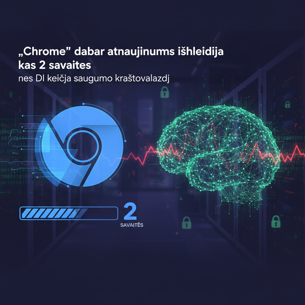 „Chrome“ dabar atnaujinimus išleidžia kas 2 savaites, nes DI keičia saugumo kraštovaizdį