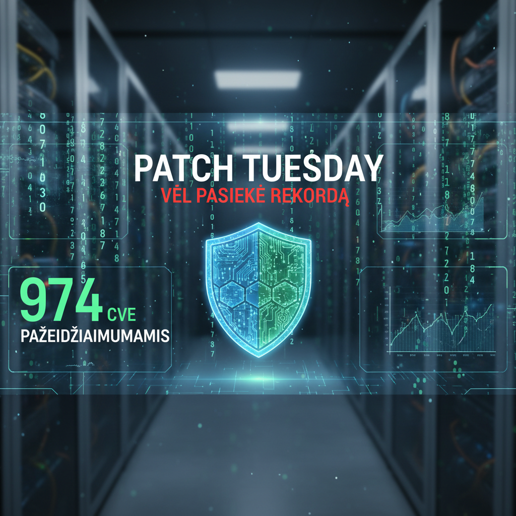 „Patch Tuesday“ vėl pasiekė rekordą su 974 CVE pažeidžiamumais