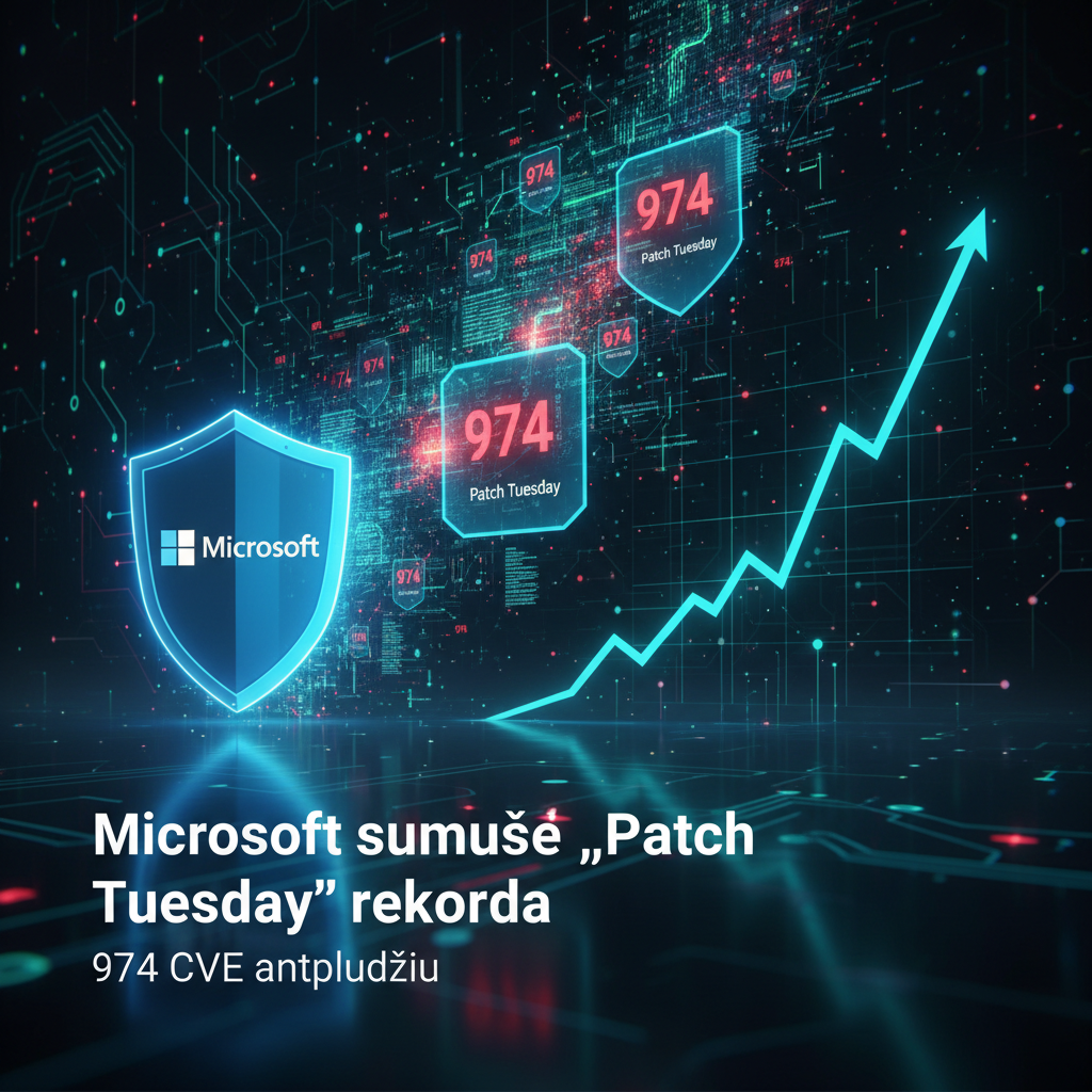 Microsoft sumušė „Patch Tuesday“ rekordą su 974 CVE antplūdžiu